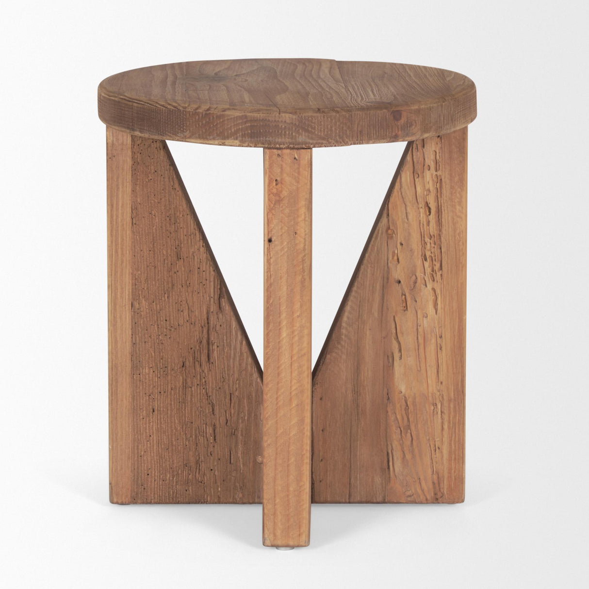 Mercana Tahlia Round Natural Brown Wood w/ Angled Legs Stool