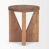 Mercana Tahlia Round Natural Brown Wood w/ Angled Legs Stool