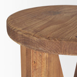Mercana Tahlia Round Natural Brown Wood w/ Angled Legs Stool