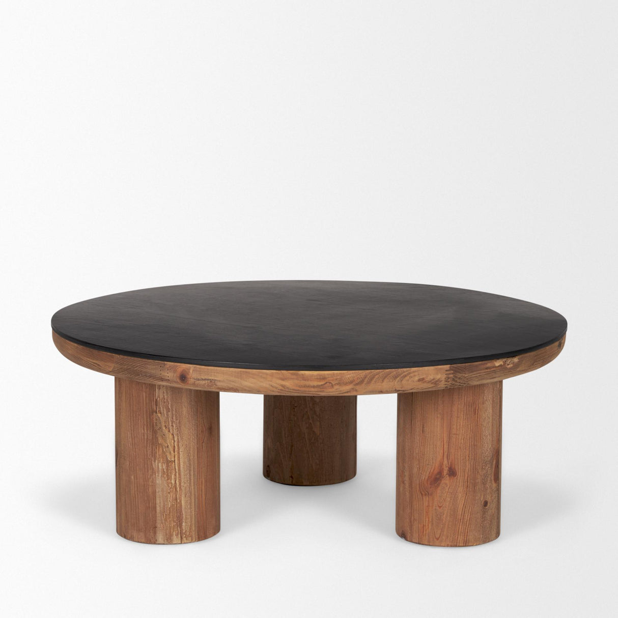 Mercana Tucson Natural Wood w/ Round Black Oak Top Coffee Table