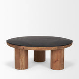 Mercana Tucson Natural Wood w/ Round Black Oak Top Coffee Table
