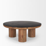 Mercana Tucson Natural Wood w/ Round Black Oak Top Coffee Table