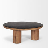 Mercana Tucson Natural Wood w/ Round Black Oak Top Coffee Table