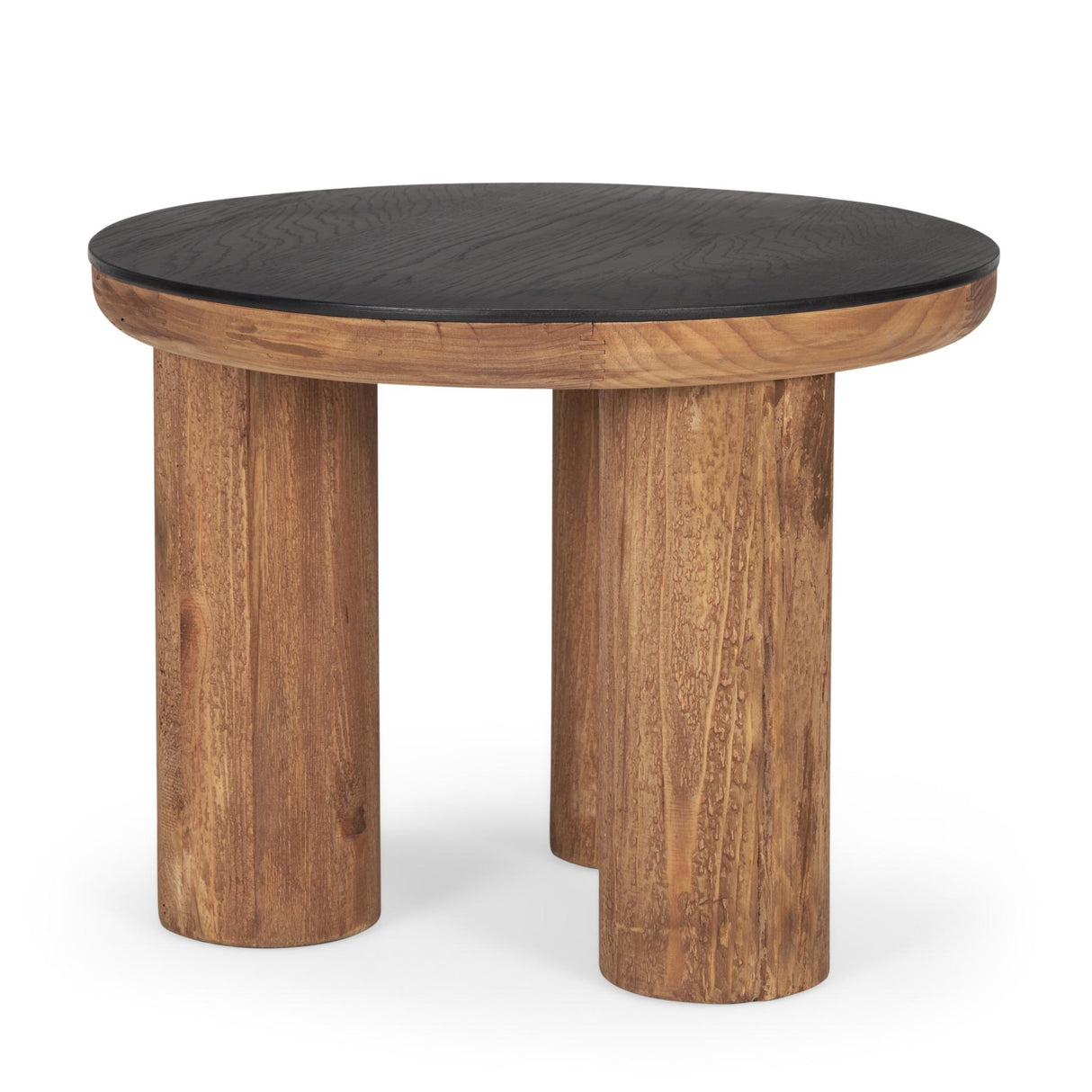 Mercana Tucson Natural Wood w/ Round Black Oak Top Side Table