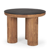 Mercana Tucson Natural Wood w/ Round Black Oak Top Side Table