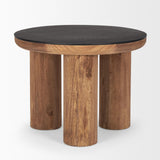 Mercana Tucson Natural Wood w/ Round Black Oak Top Side Table