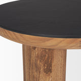 Mercana Tucson Natural Wood w/ Round Black Oak Top Side Table