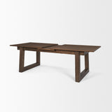 Mercana Takota Dark Brown Rectangular Oak Wood w/ Birch Wood Legs Extendable Dining Table