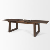 Mercana Takota Dark Brown Rectangular Oak Wood w/ Birch Wood Legs Extendable Dining Table