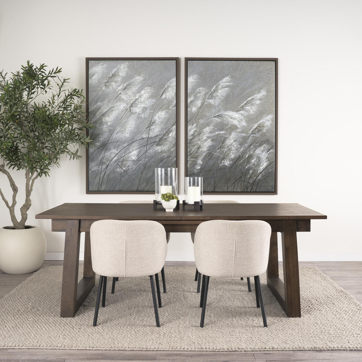 Mercana Takota Dark Brown Rectangular Oak Wood w/ Birch Wood Legs Extendable Dining Table