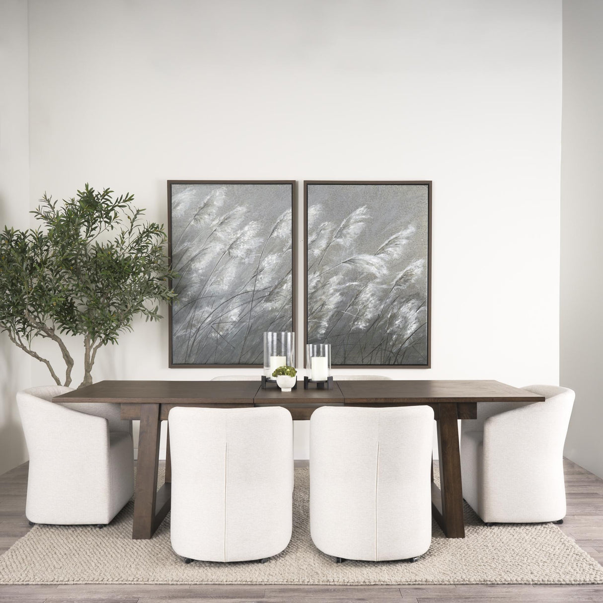 Mercana Takota Dark Brown Rectangular Oak Wood w/ Birch Wood Legs Extendable Dining Table