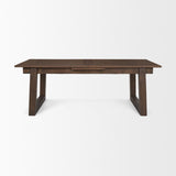 Mercana Takota Dark Brown Rectangular Oak Wood w/ Birch Wood Legs Extendable Dining Table