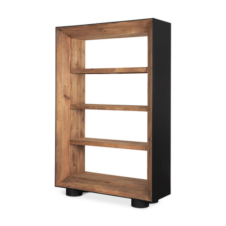 Mercana Tabor Natural Wood w/ Black Oak Frame Bookcase