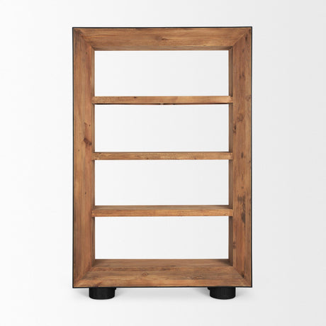 Mercana Tabor Natural Wood w/ Black Oak Frame Bookcase