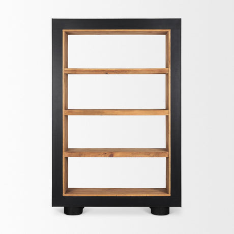 Mercana Tabor Natural Wood w/ Black Oak Frame Bookcase