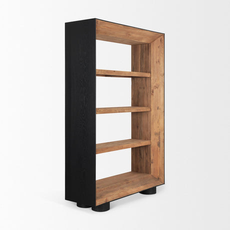Mercana Tabor Natural Wood w/ Black Oak Frame Bookcase