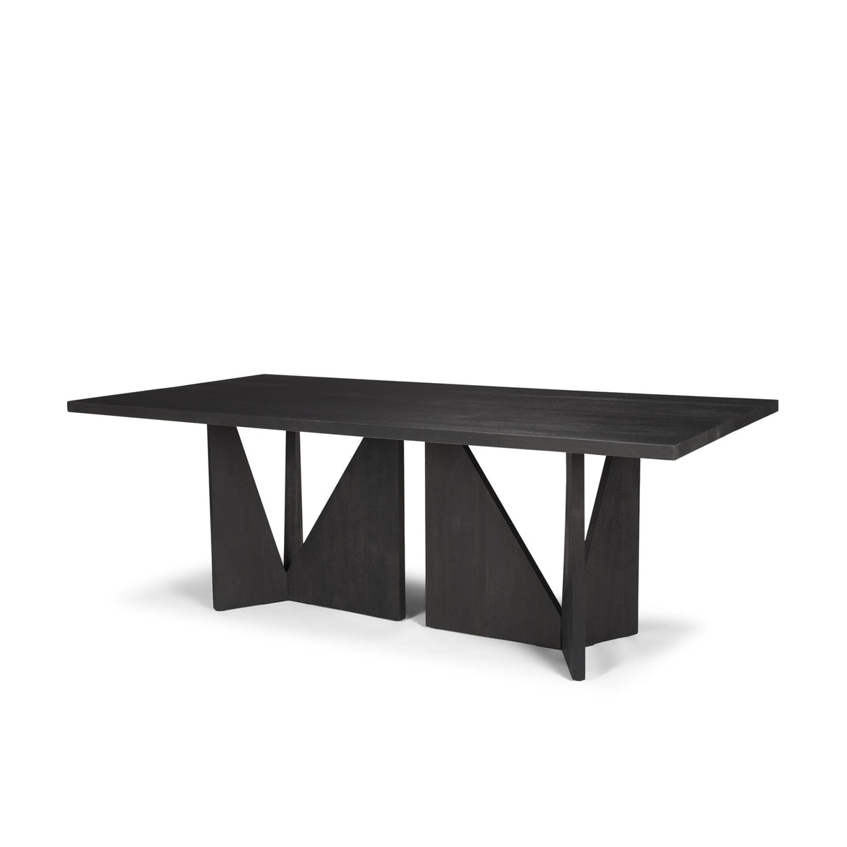 Mercana Tarro 84" Rectangular Textured Black Wood w/ Geometrical Base Dining Table