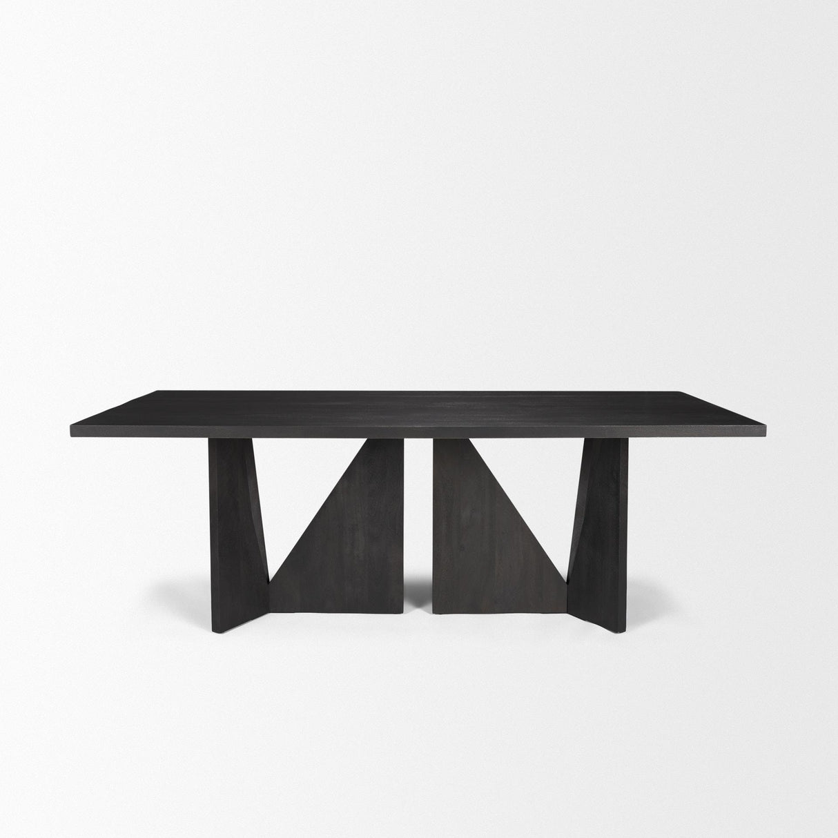 Mercana Tarro 84" Rectangular Textured Black Wood w/ Geometrical Base Dining Table
