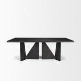 Mercana Tarro 84" Rectangular Textured Black Wood w/ Geometrical Base Dining Table