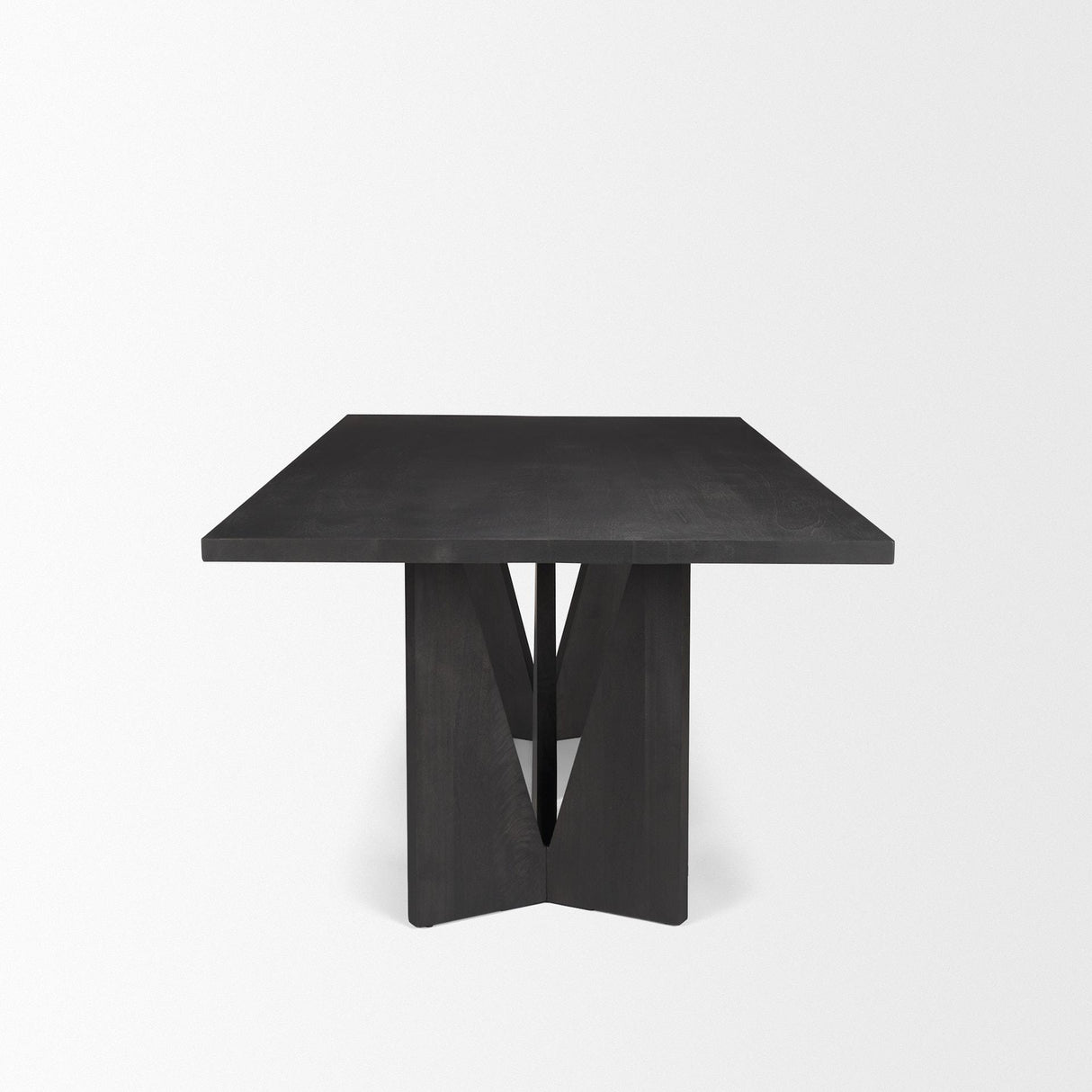 Mercana Tarro 84" Rectangular Textured Black Wood w/ Geometrical Base Dining Table