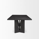 Mercana Tarro 84" Rectangular Textured Black Wood w/ Geometrical Base Dining Table