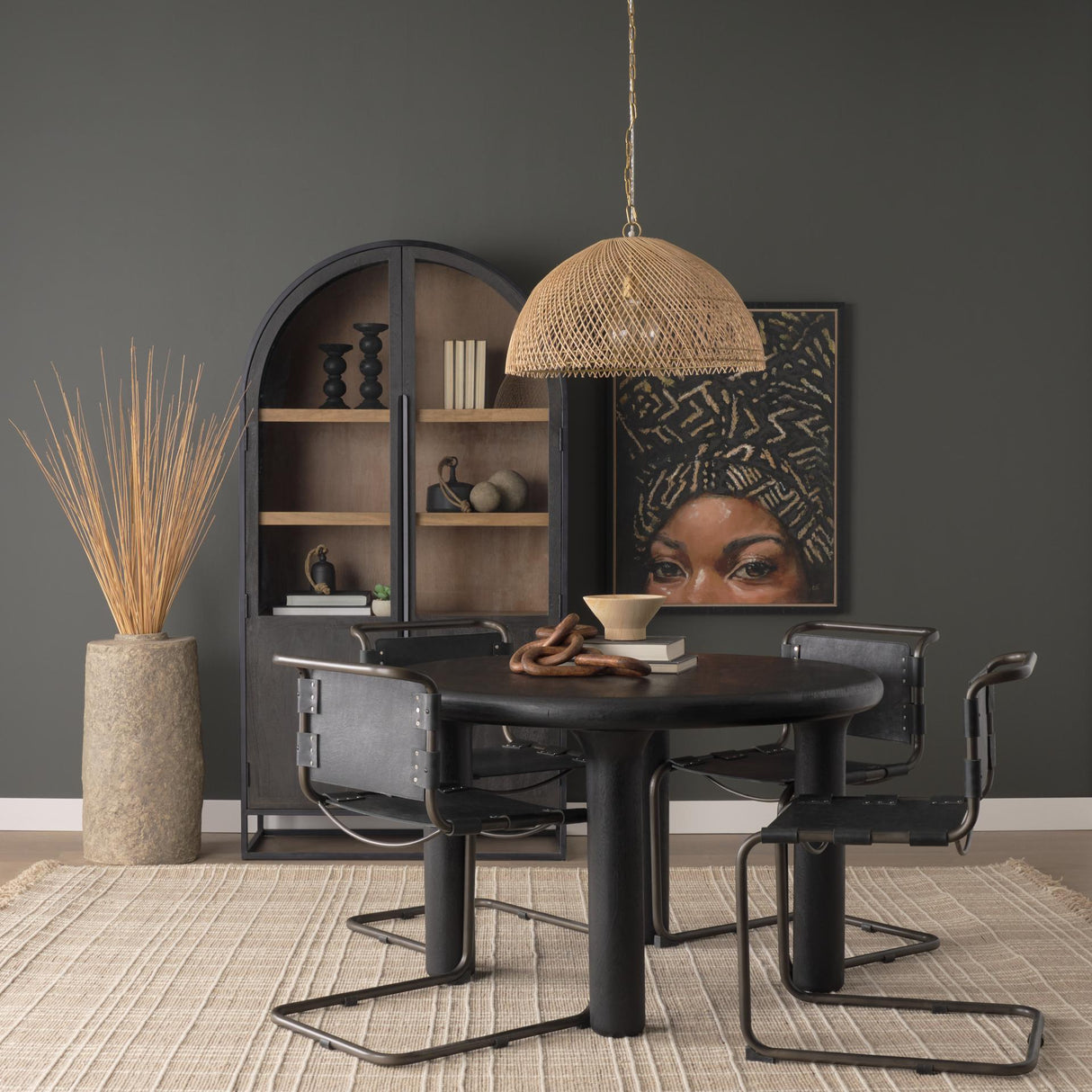 Mercana Thad 1-Light Natural Woven Rattan Dome Pendant