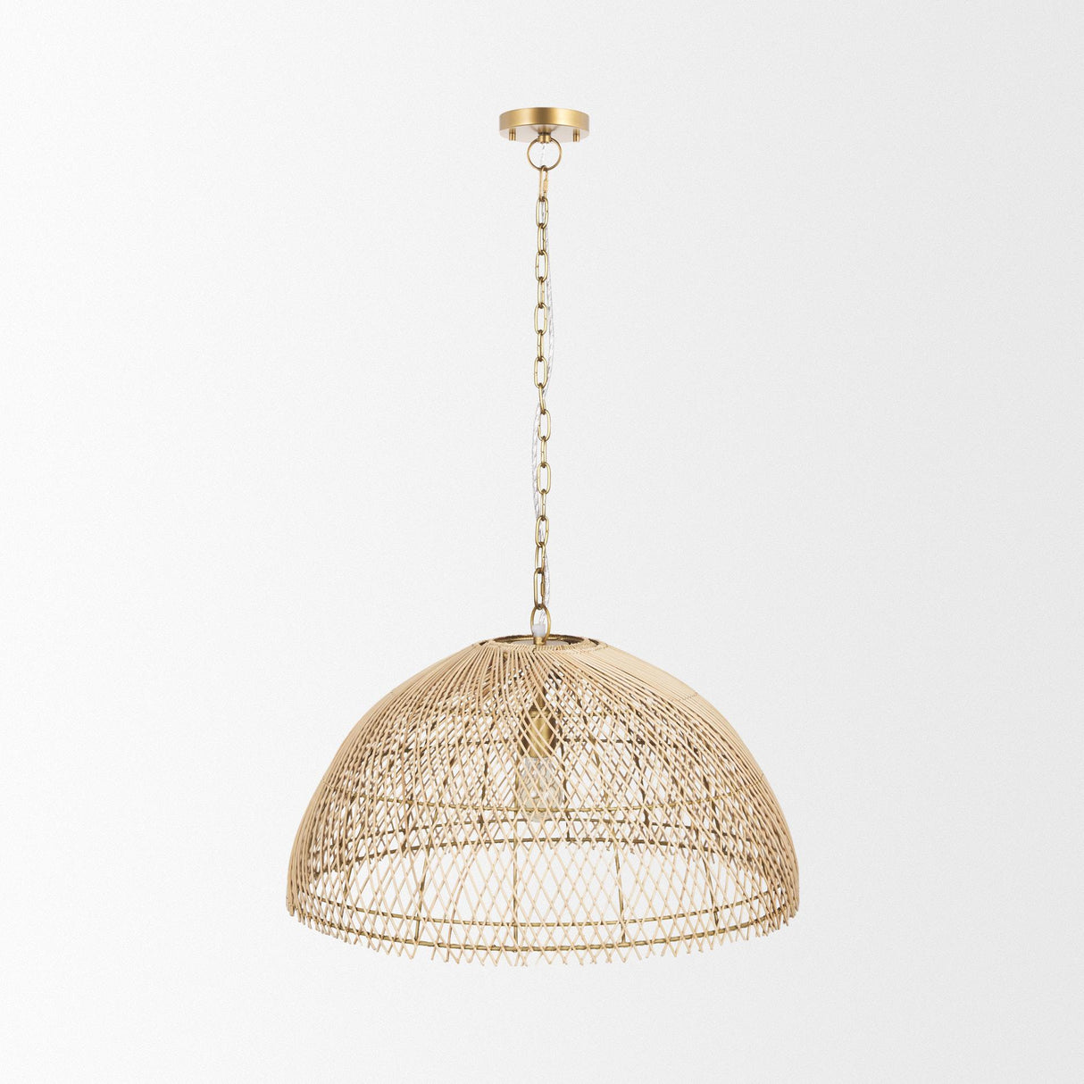 Mercana Thad 1-Light Natural Woven Rattan Dome Pendant