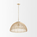 Mercana Thad 1-Light Natural Woven Rattan Dome Pendant