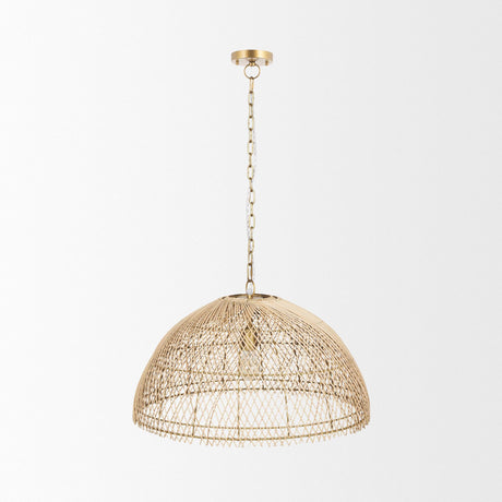 Mercana Thad 1-Light Natural Woven Rattan Dome Pendant