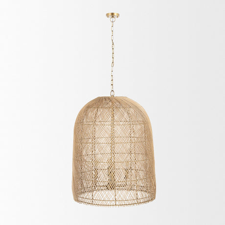 Mercana Thad 4-Light Natural Woven Rattan Foyer Chandelier