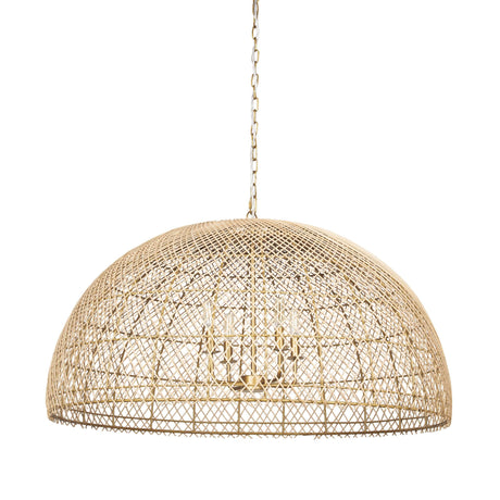 Mercana Thad 4-Light Natural Woven Rattan Dome Chandelier
