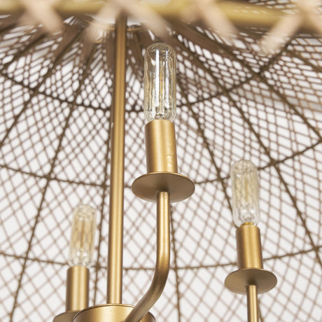 Mercana Thad 4-Light Natural Woven Rattan Dome Chandelier