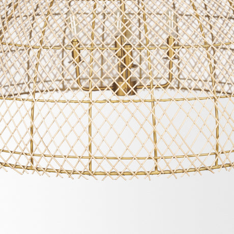 Mercana Thad 4-Light Natural Woven Rattan Dome Chandelier