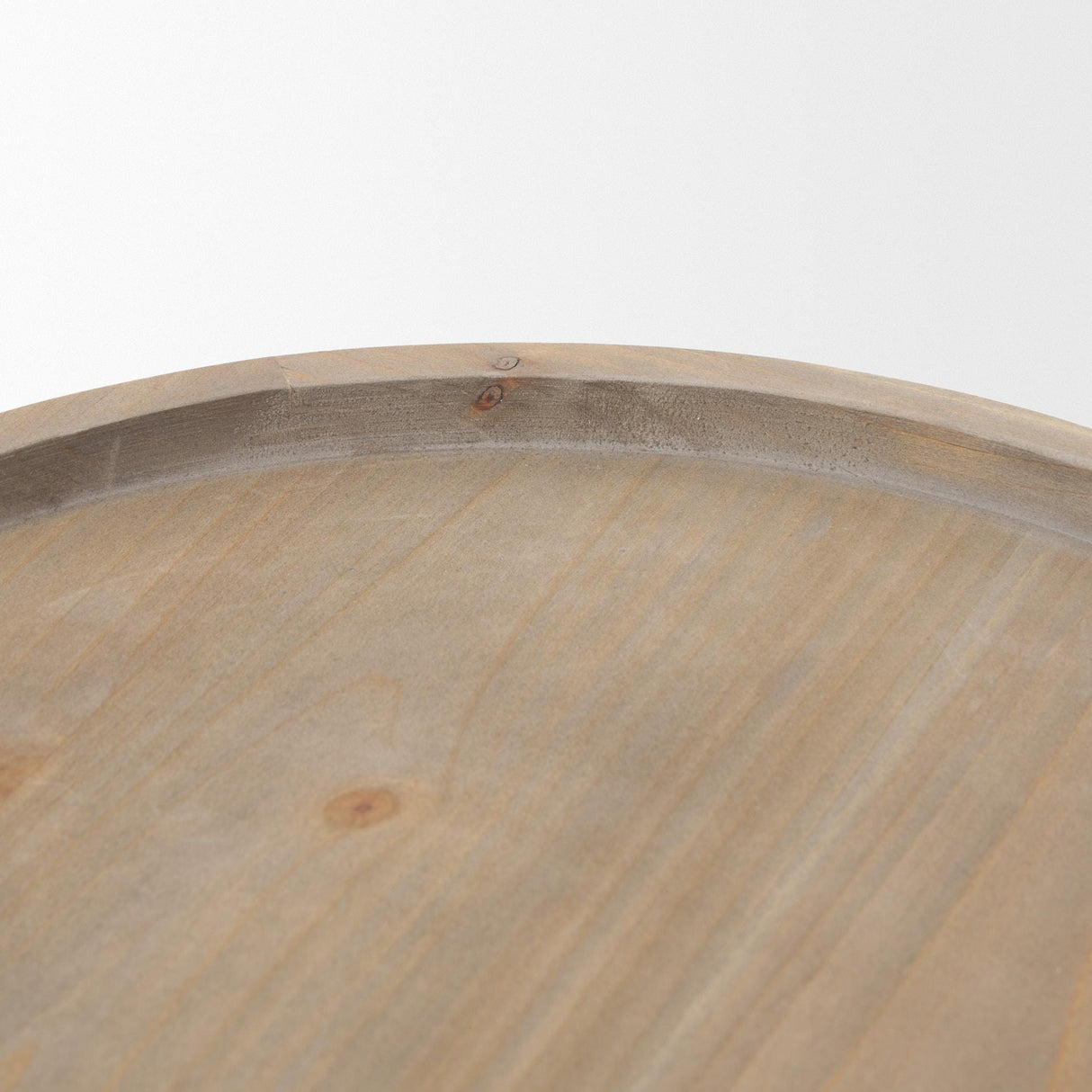 Mercana Virve Round Light Brown Wood w/ Gray Wash Wooden Trays
