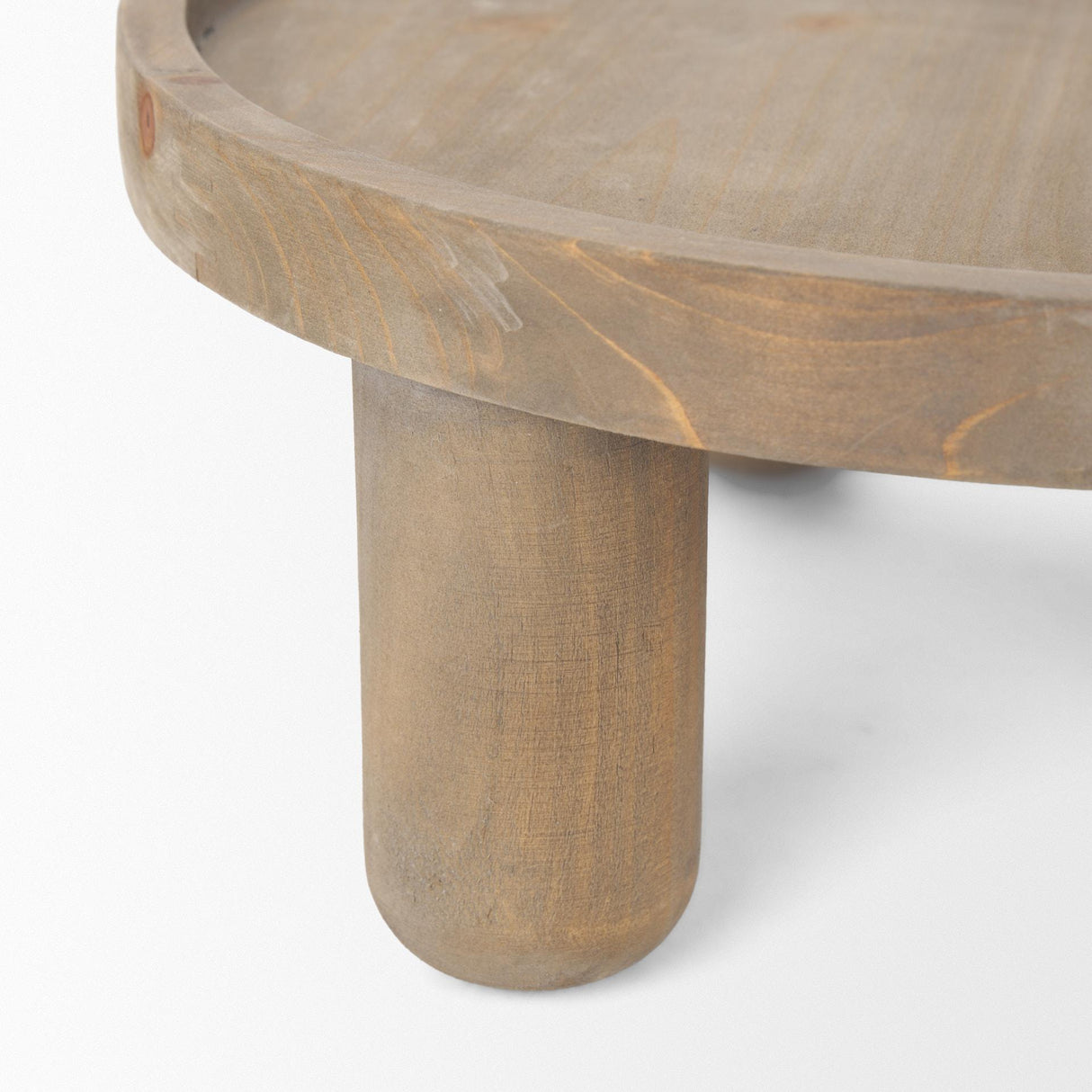 Mercana Virve Round Light Brown Wood w/ Gray Wash Wooden Trays