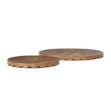 Mercana Waverly Round Light Brown Wood Scalloped Edged Trays