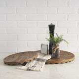Mercana Waverly Round Light Brown Wood Scalloped Edged Trays