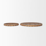 Mercana Waverly Round Light Brown Wood Scalloped Edged Trays