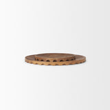 Mercana Waverly Round Light Brown Wood Scalloped Edged Trays