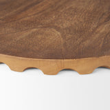 Mercana Waverly Round Light Brown Wood Scalloped Edged Trays