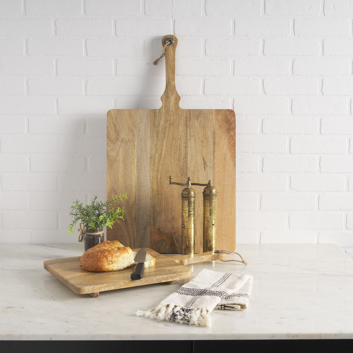Mercana Khana Natural Solid Wood Square Serving Boards