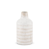 Mercana Tisha Small White W/ Terracotta Distressing Metal Vase