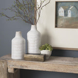 Mercana Tisha Small White W/ Terracotta Distressing Metal Vase