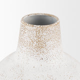 Mercana Tisha Small White W/ Terracotta Distressing Metal Vase