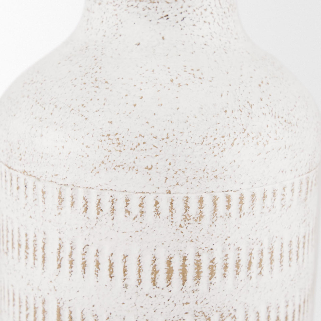 Mercana Tisha Small White W/ Terracotta Distressing Metal Vase