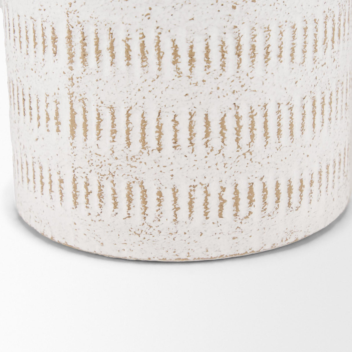 Mercana Tisha Small White W/ Terracotta Distressing Metal Vase