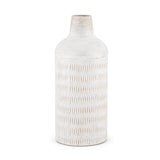 Mercana Tisha Large White W/ Terracotta Distressing Metal Vase