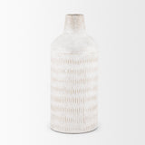 Mercana Tisha Large White W/ Terracotta Distressing Metal Vase