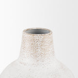 Mercana Tisha Large White W/ Terracotta Distressing Metal Vase