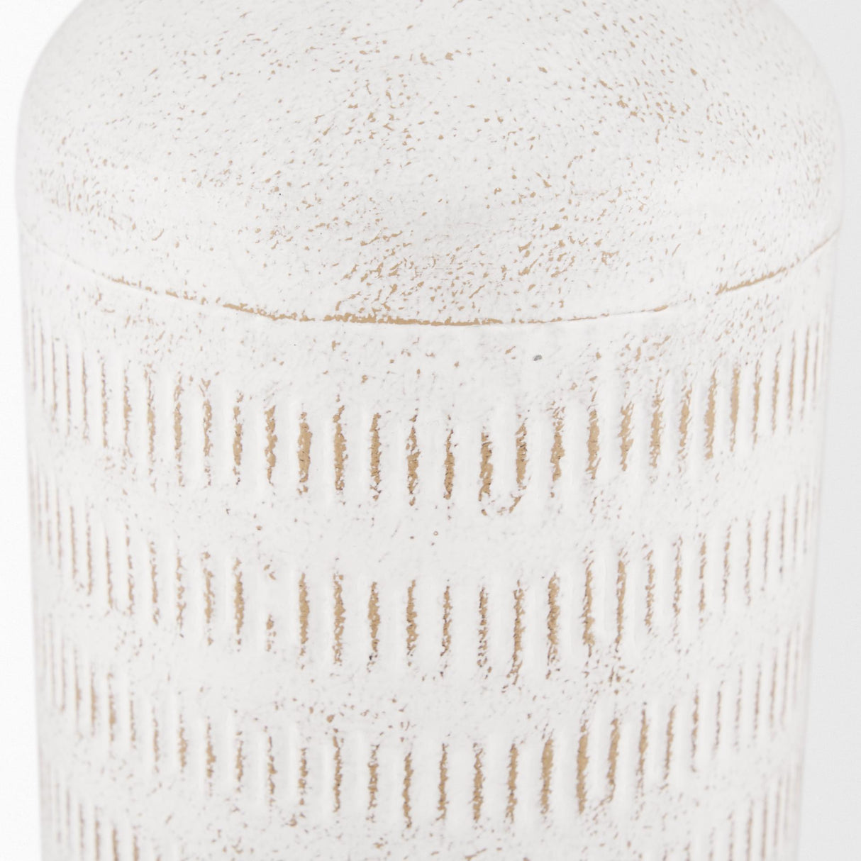 Mercana Tisha Large White W/ Terracotta Distressing Metal Vase